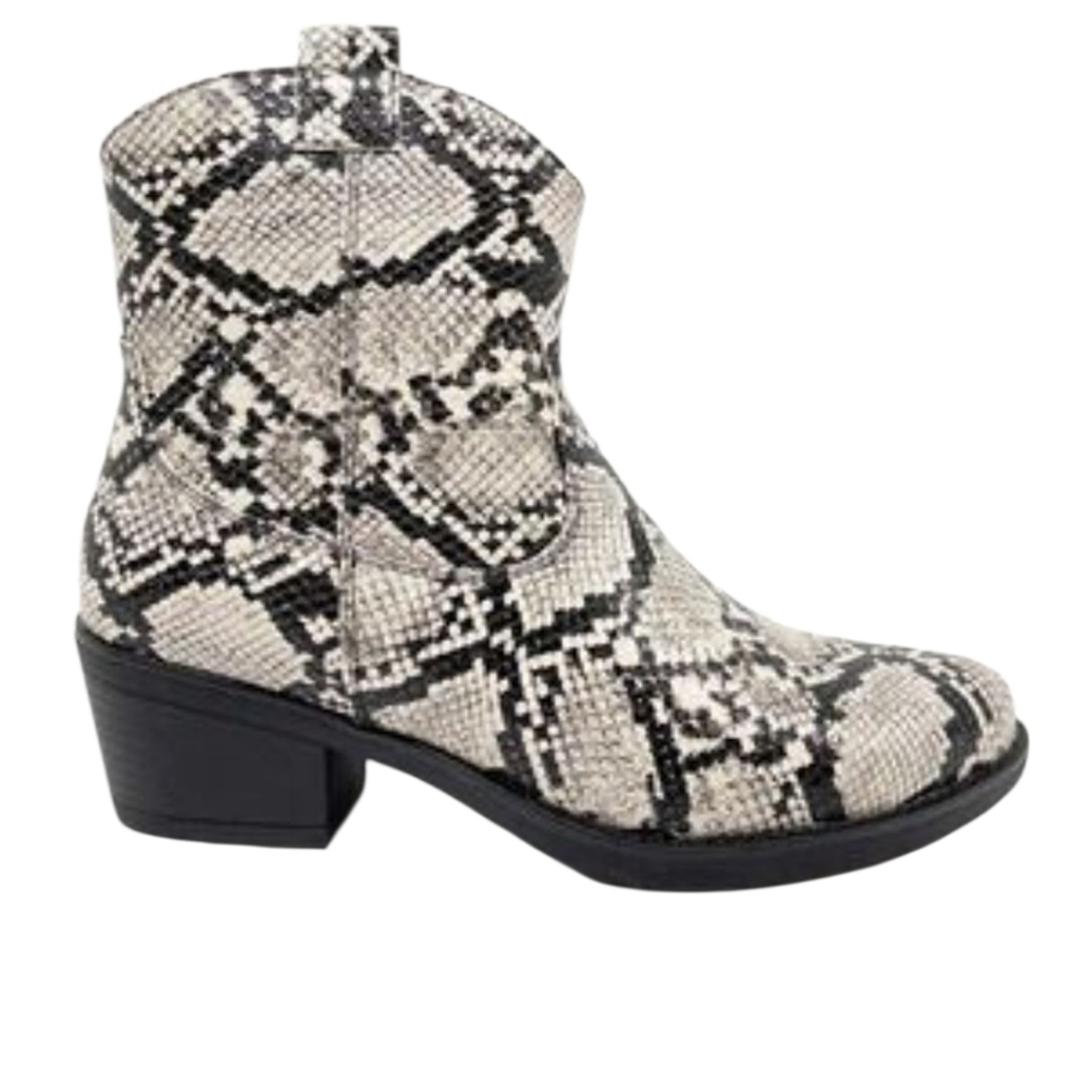 OLIVIA MILLER  Snakeskin Pattern Ankle Boots